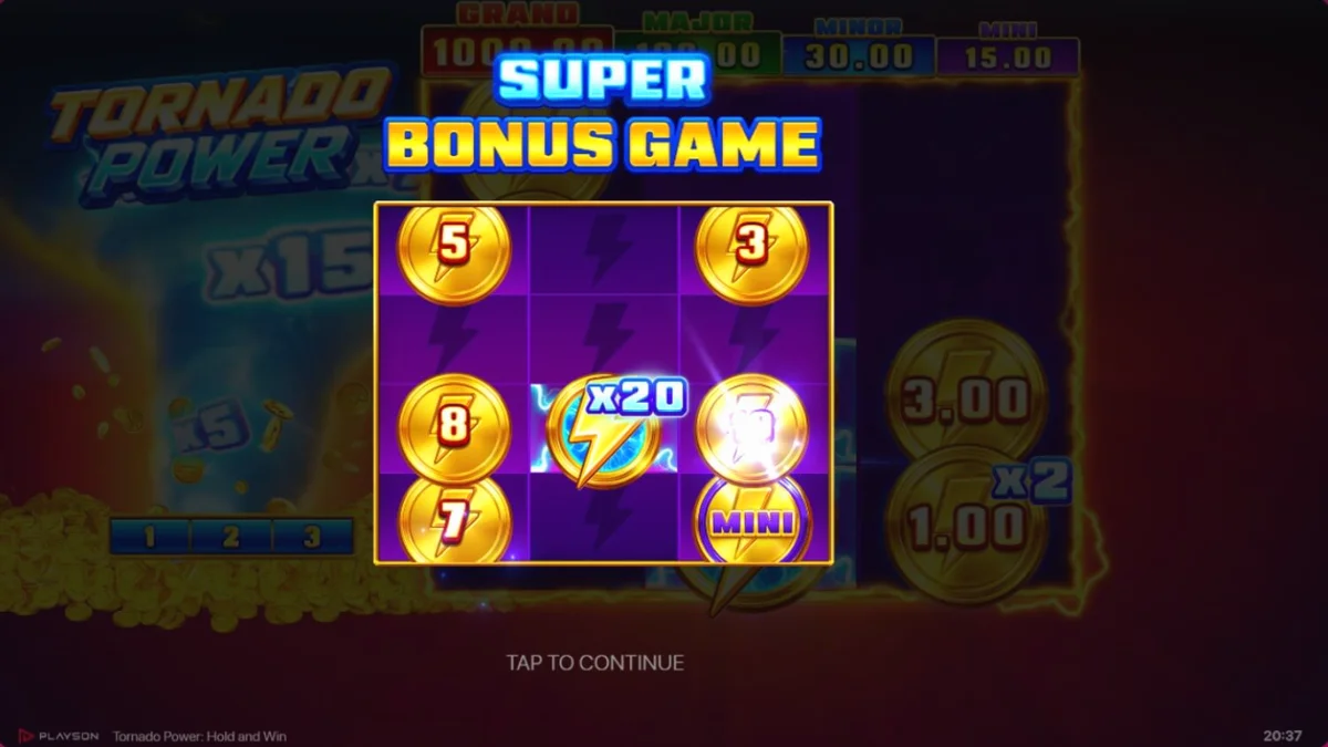 Tornado Power: Hold and Win slot com tema de tempestade e frutas