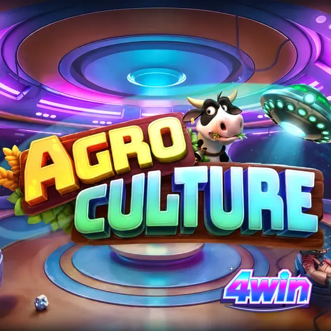 Interface do jogo de slot AgroCulture mostrando o cenário rural e elementos alienígenas