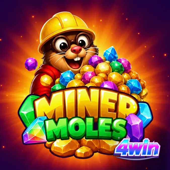 Interface vibrante do slot Miner Moles com símbolos de cartões e bombas em uma grade 6x6.